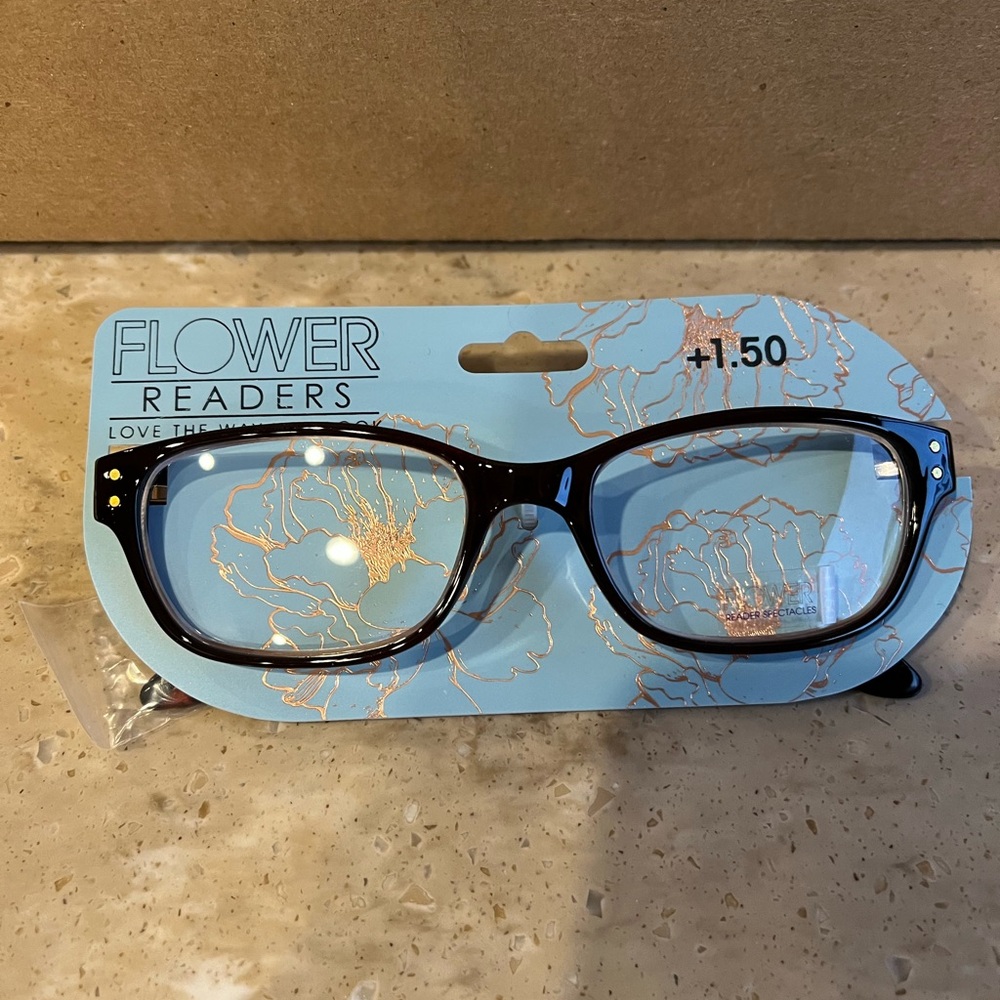 Flower Readers +1.50 Brown/Violet Demi Glasses